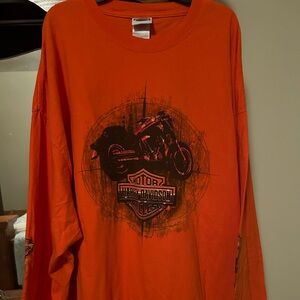Men’s 3X long sleeve Harley, Davidson, T-shirt, color orange